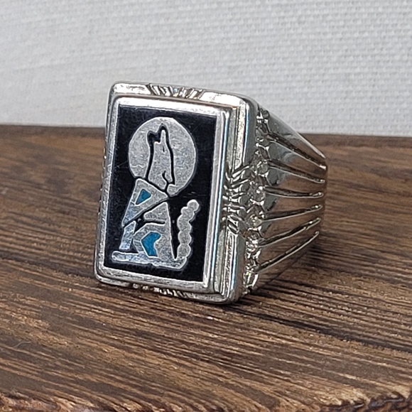 Vintage Accessories Vintage Wolf Spirit Animal Silver Pinky Ring Sz